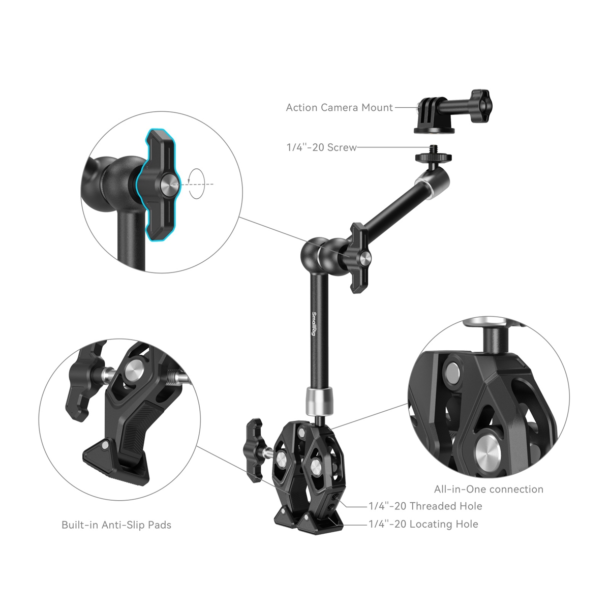 SmallRig 4454 Crap Shaped Clamp with Magic Arm
