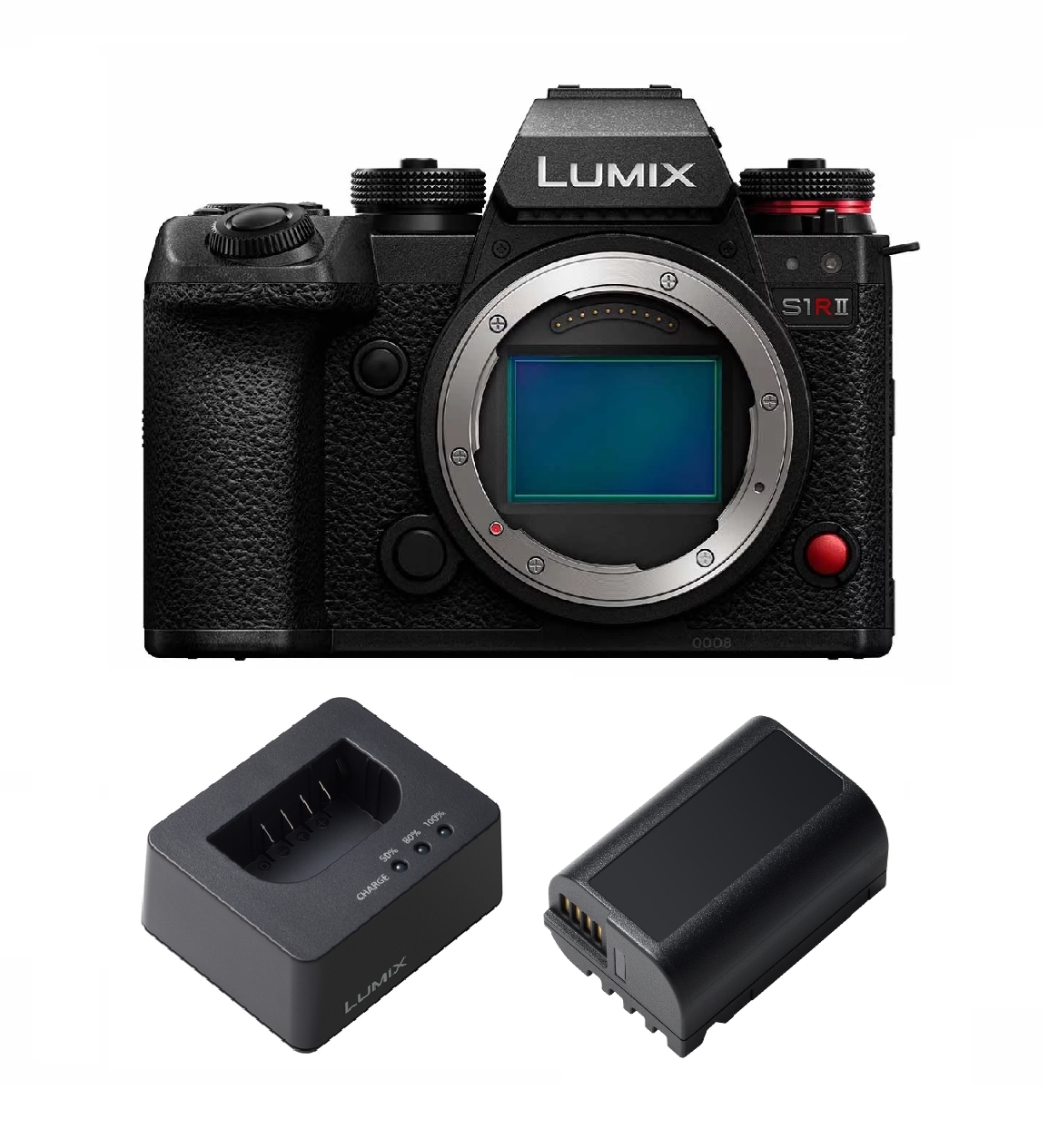 Panasonic Lumix DC-S1R II Gehäuse + BTCD15 Akku-Ladegerät + BLK22E Akku