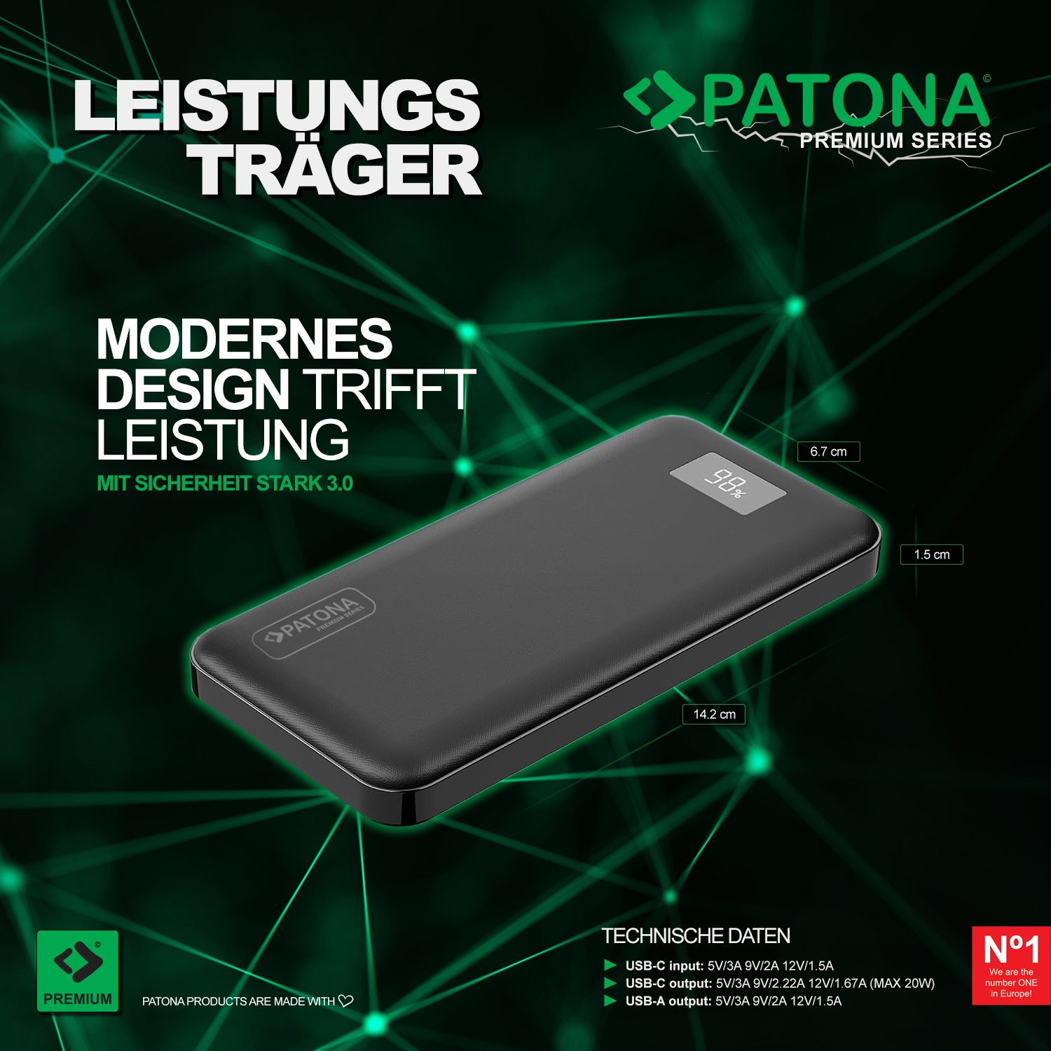 9998 PATONA Premium Powerbank Stark 3.0 PD20W 10.000mAh