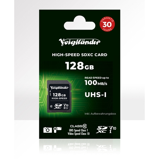 Voigtländer High-Speed SDXC 128GB UHS-I Cl10, U1, V10 (100/15 MB/s)