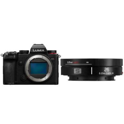 spiegellose kamera, Kameragehäuse, Objektiv, 25mm Objektiv, silber-schwarz