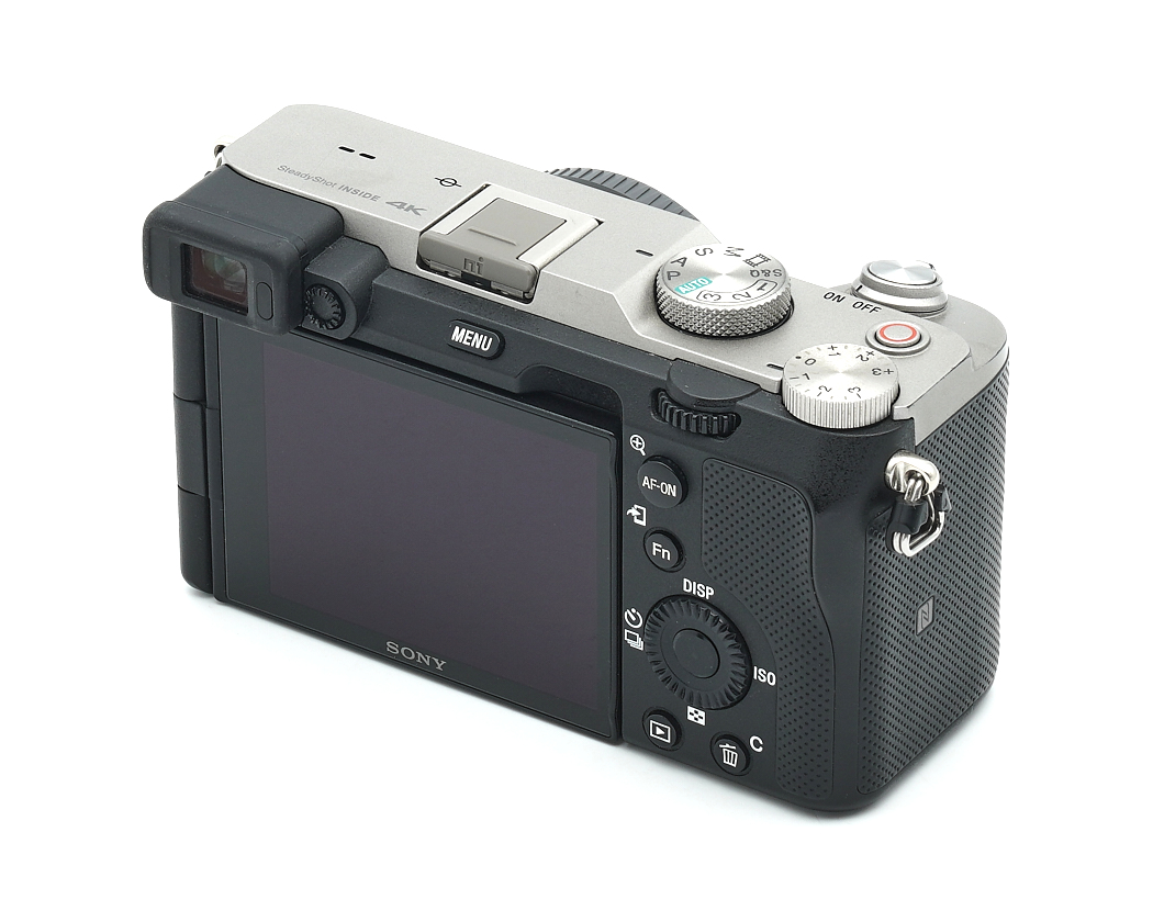  Digitalkamera, sony, grau, rückseite, bedienelemente