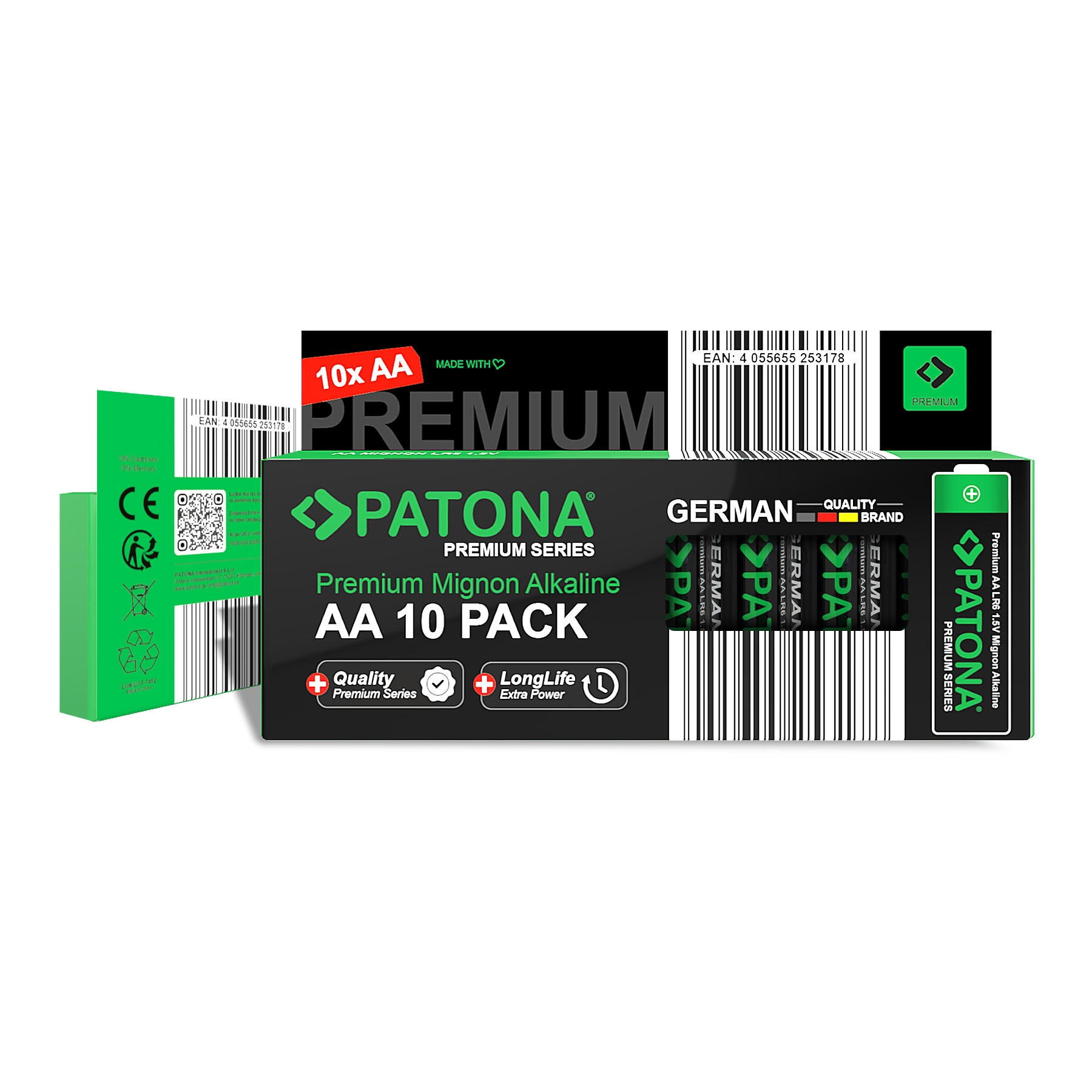 PATONA Premium 10 Stück Alkaline AA Mignon LR06 Batterie