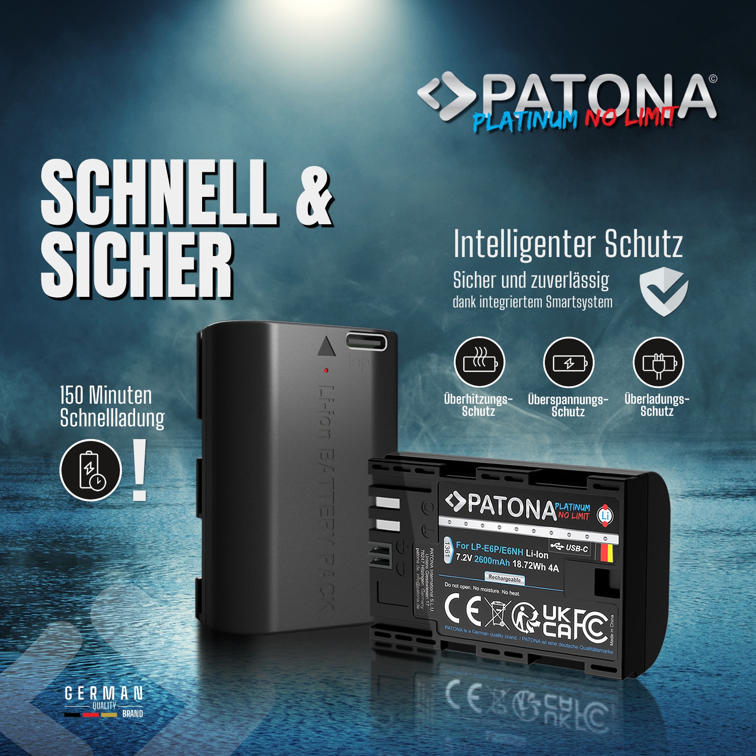 Patona Platinum Akku mit USB-C Input LP-E6P