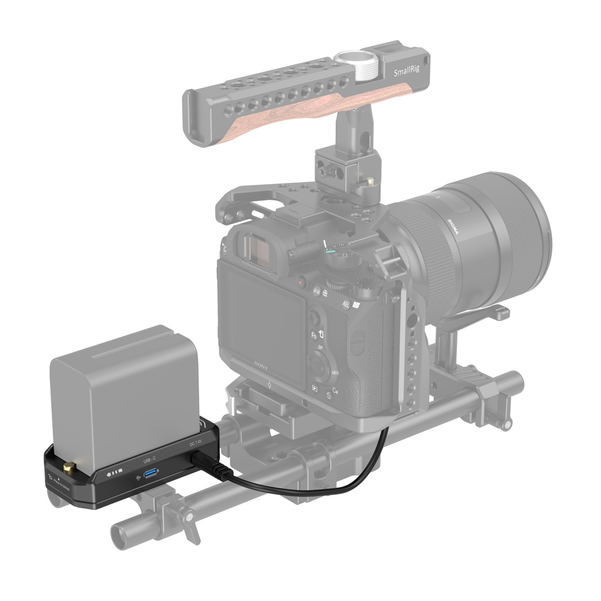 SmallRig 4341 NP-F Batterie-Adapter- Montageplattenkit+NP-FZ100 Dummy+Kabel