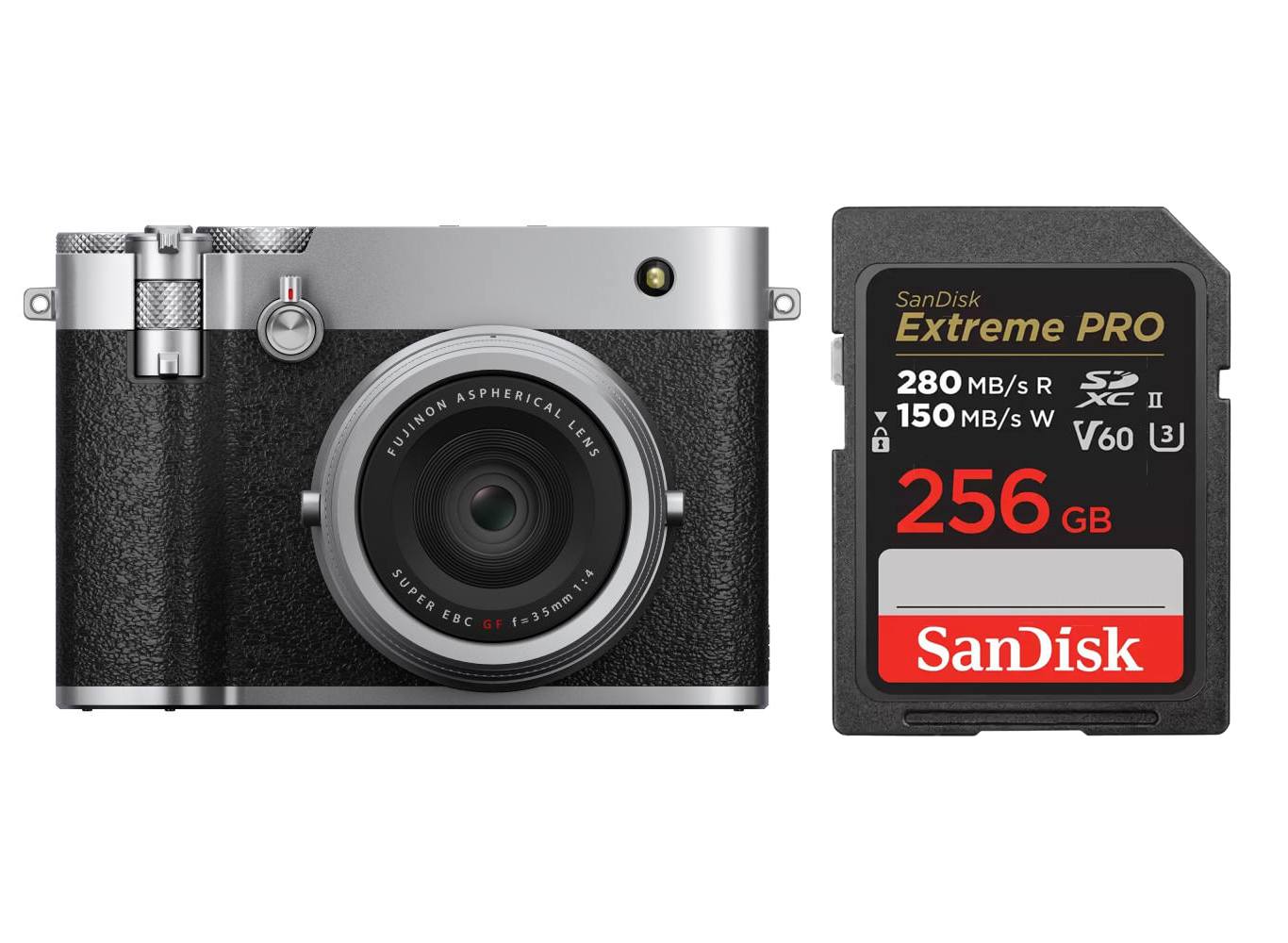 Fujifilm GFX100RF silber + SanDisk 256GB SDXC Karte 280/150 MB/s