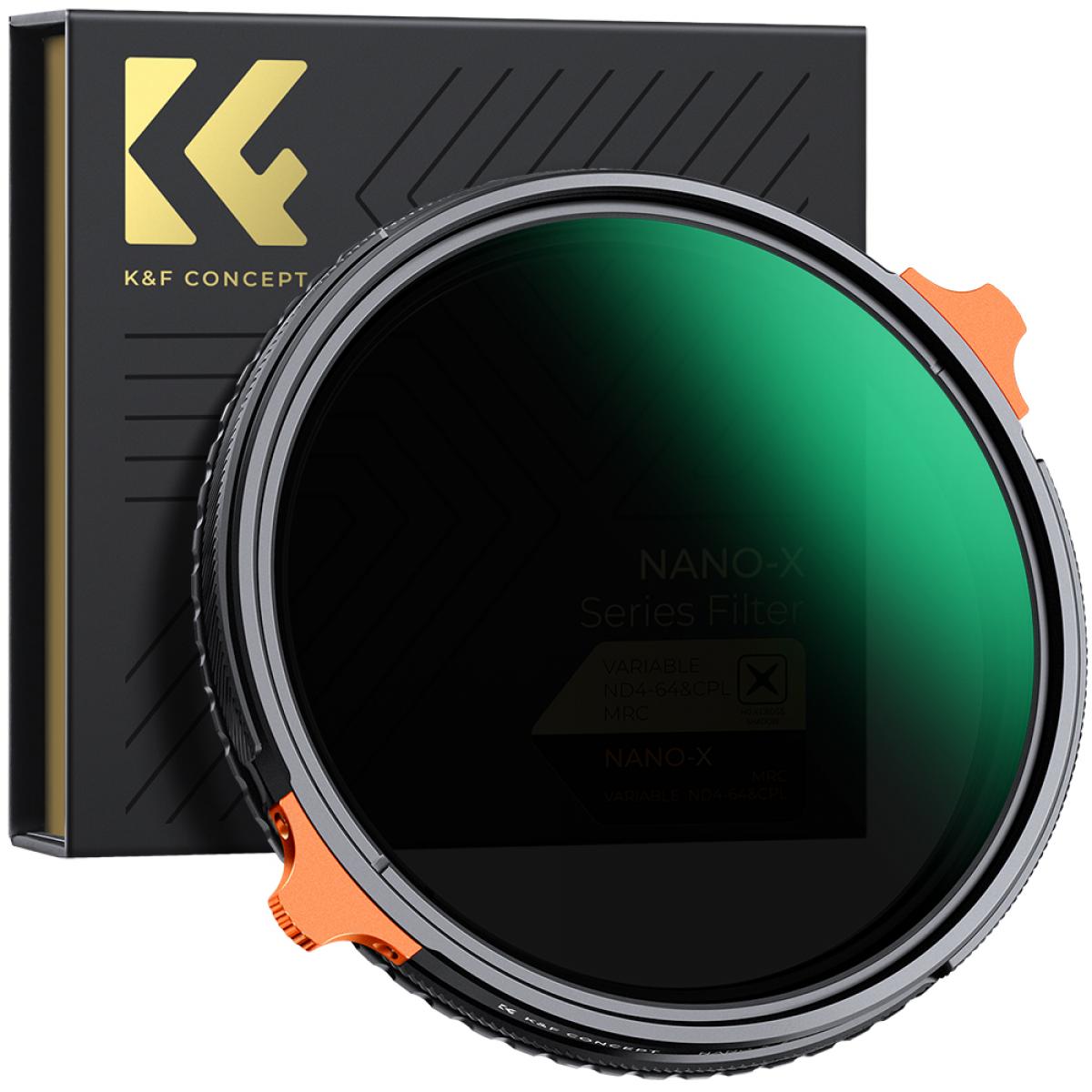 K&F Concept 72mm CPL&ND4-ND64 Variabler ND Filter und CPL Aussteller #X35025