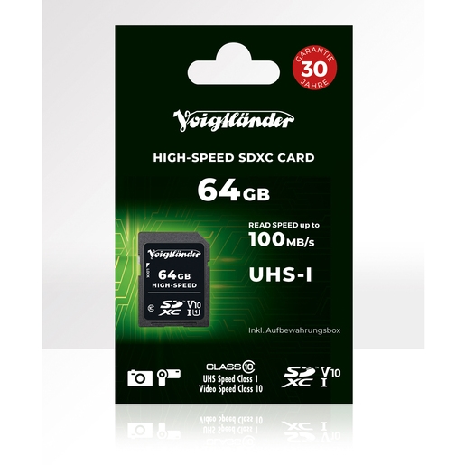 Voigtländer High-Speed SDXC 64GB UHS-I Cl10, U1, V10 (100/15 MB/s)