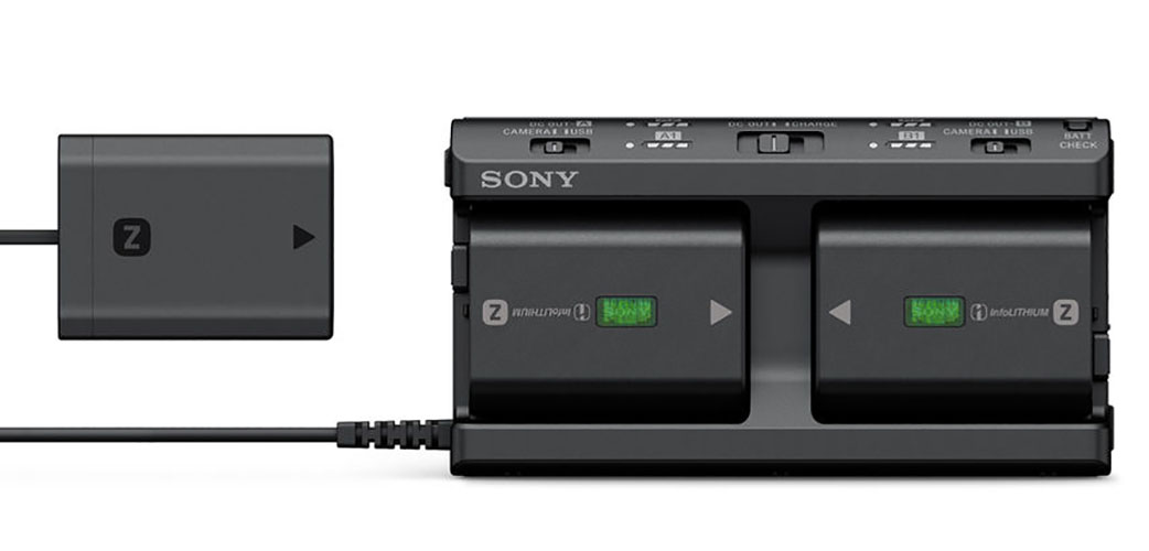 Kameraakku, Ladegerät, zwei Batterien, Lithium, Sony