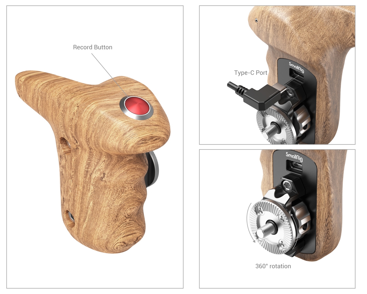SmallRig 3324 Rosette Side Handle mit Record Start/Stop Remote Trigger