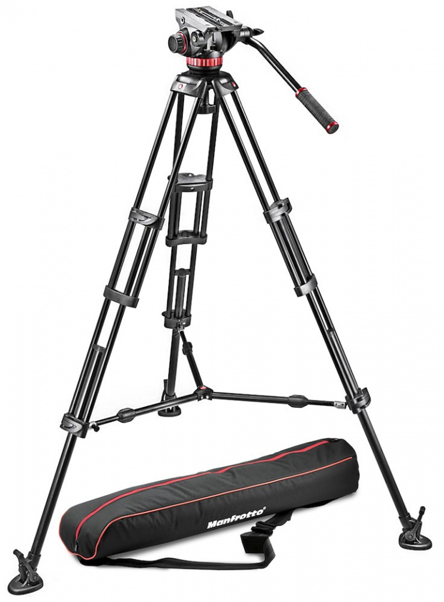 Manfrotto 546 Doppelrohr Alu-Videostativ mit 502 Fluid-Video-Neiger