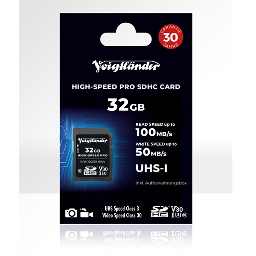 Voigtländer Prof. High-Speed SDHC 32GB UHS-I, Cl10, U3, V30 (100/50 MB/s)