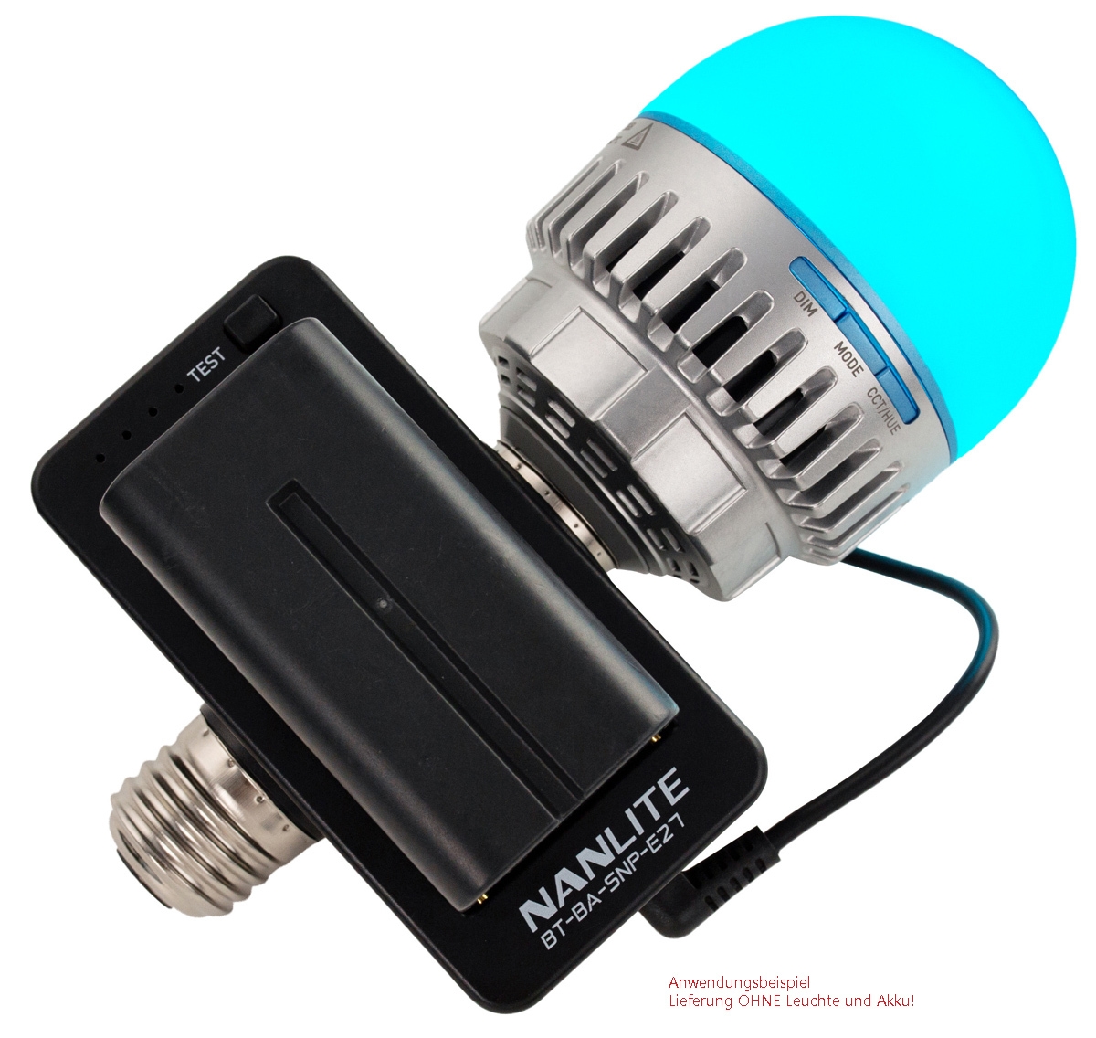 Nanlite BT-BA-SNP-E27 NP-F Akku-Adapter für Pavo Bulb 10C