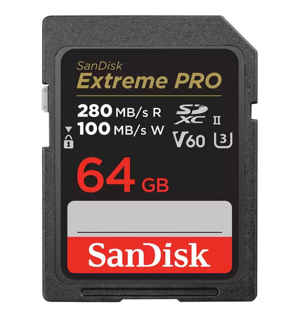 SanDisk 64 GB SDXC ExtremePro R 280MB/s V60 UHS-II, Class 10 Speicherkarte