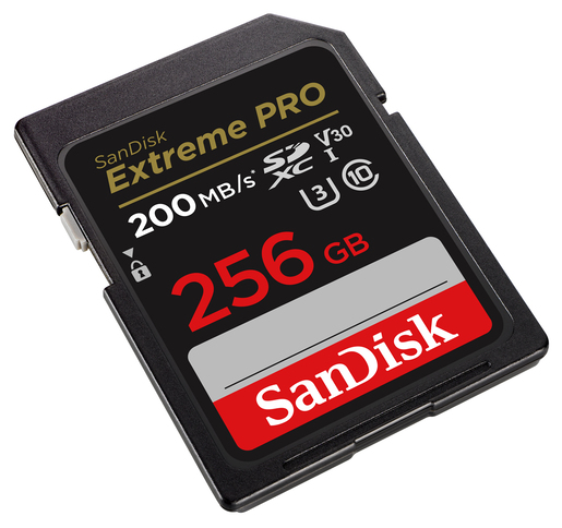 SanDisk 256 GB SDXC ExtremePro 200MB/s V30 UHS-I U3 Speicherkarte