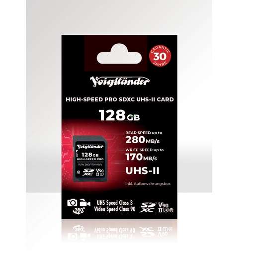 Voigtländer Prof. High-Speed SDXC 128GB, UHS-II, Cl10, U3, V90 (280/170 MB/s)