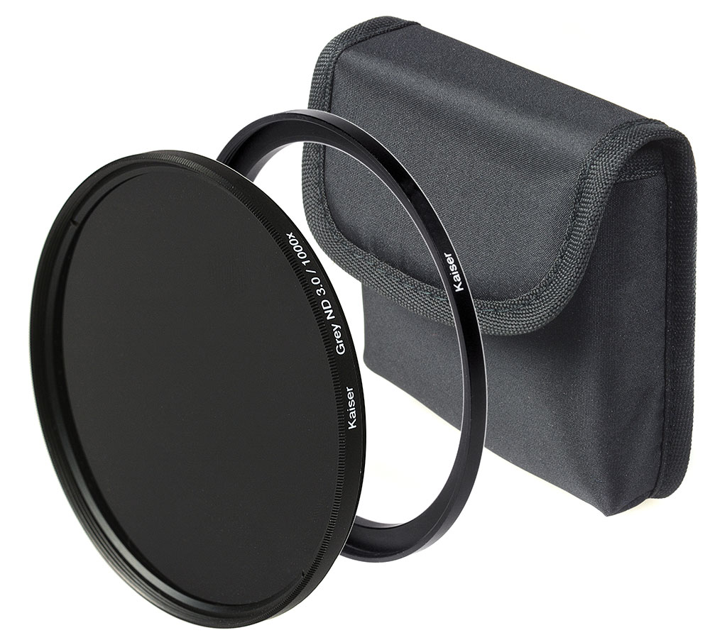 Kaiser Graufilter ND3,0/1000x, 58 mm inkl. Adapter 55 mm + Tuch + Tasche