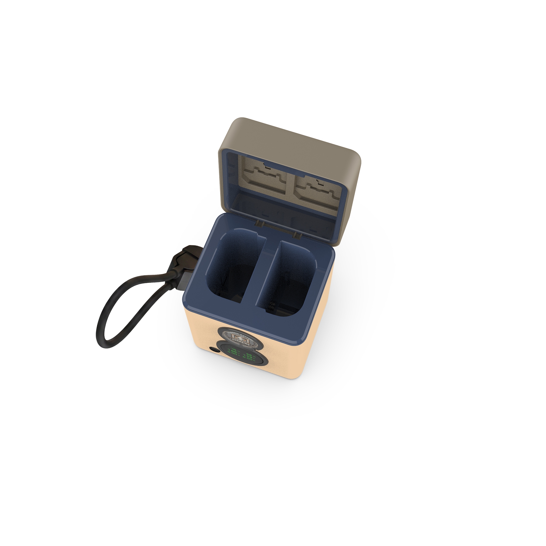 Toaster, Doppelfächer, Kompakt, Beige, digitale Anzeige