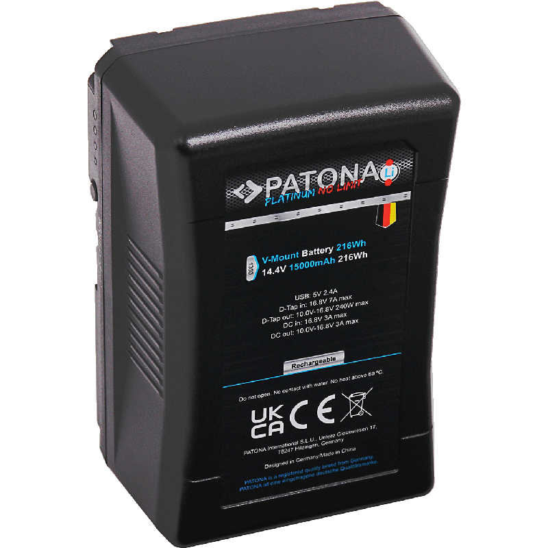 PATONA Platinum V-Mount 216Wh Akku für Blackmagic und Sony Camcorder