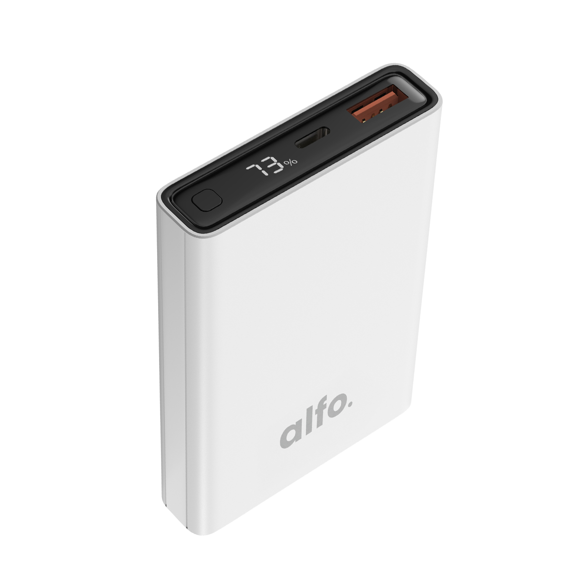 alfo. Powerbank mini 10.000mAh weiß, Power Delivery, LCD-Display