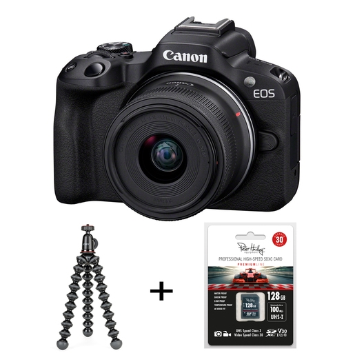 Canon EOS R50 Value Up Kit inkl. 18-45 + Joby Gorillapod + PH 128 GB Karte