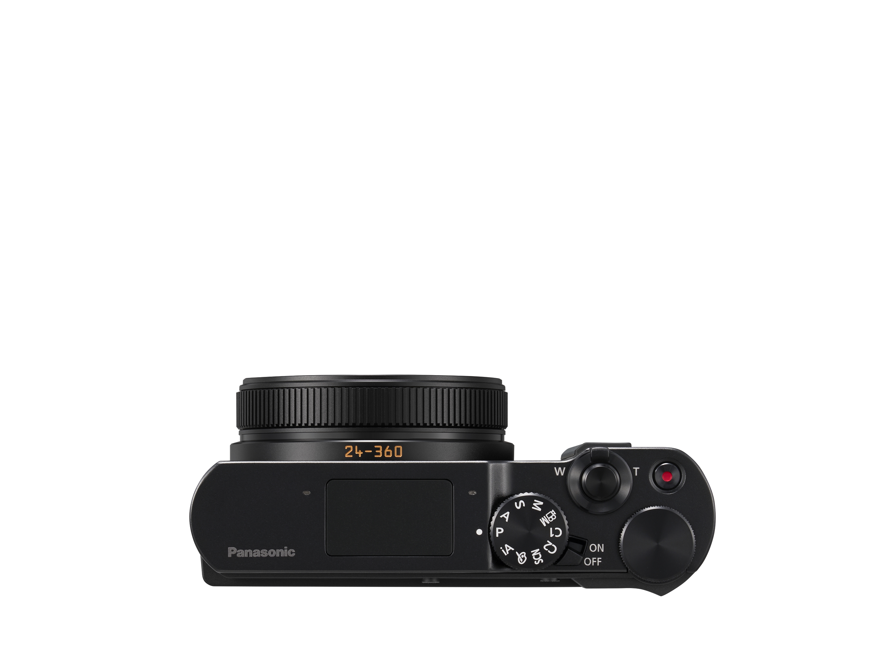 Kompaktkamera, Panasonic, schwarzer Körper, Moduswahlrad, Objektiv 24-360