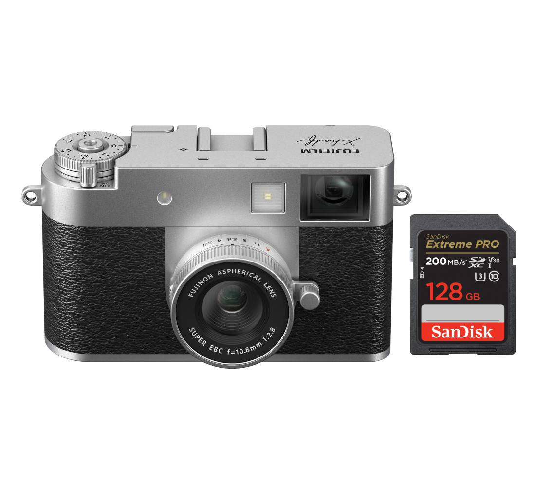 Fujifilm X-HF1 (X half) silber + SanDisk Extreme 128GB SDXC Karte