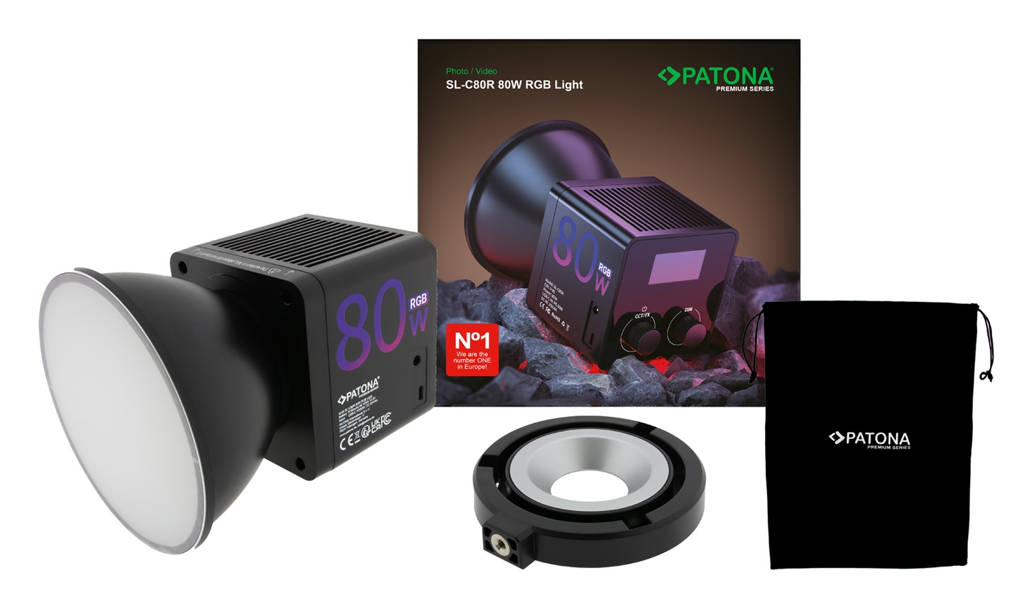 PATONA Premium SL-80R 80W RGB LED Video- und Fotolicht inkl. Tasche