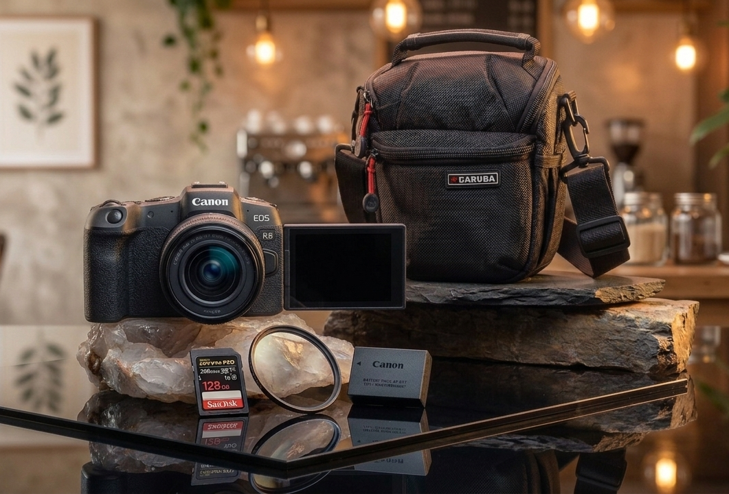 kamera, dslr, objektiv, speicherkarte, tasche