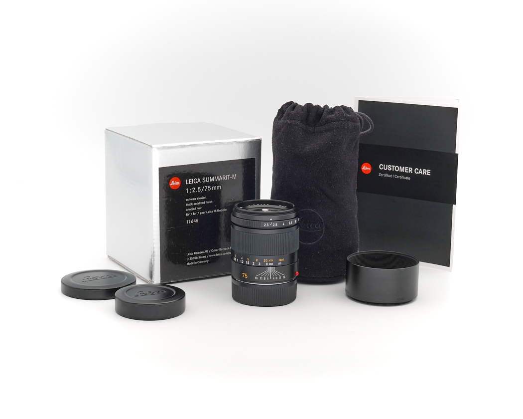 Leica SUMMARIT-M 75mm 2.5 6bit 11645 wie neu + Leica 12460 #39829**