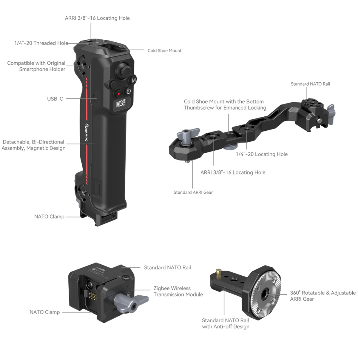 SmallRig 3919 Sling Handgriff Wireless Control für DJI RS Serie