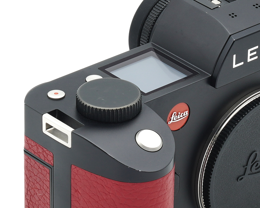 Kamera, Leica, rote Leder, Oberes Bedienfeld, Bedienungsknopf